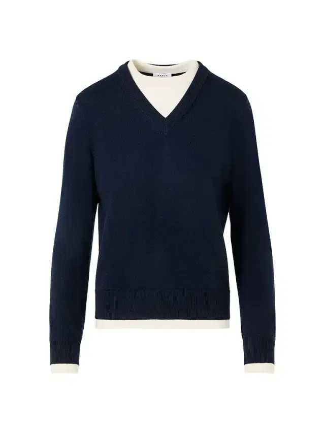 Akris punto Women's Layered Wool-Cashmere Sweater - Navy Cream