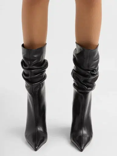 Schutz Women's Harriet 90MM Leather Boots - Black | Thumbnail 2