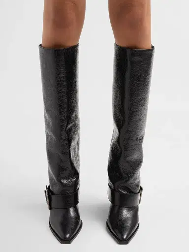 Schutz Women's Parker Up 85MM Leather Boots - Black | Thumbnail 2 Schutz Women's Parker Up 85MM Leather Boots - Black | Thumbnail 2