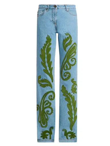Etro Women's Embroidered Straight-Leg Jeans | Thumbnail 1 Etro Women's Embroidered Straight-Leg Jeans | Thumbnail 1