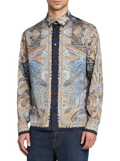 Etro Men's Paisley Button-Up Shirt - Printed Blue Base - Size XXL | Thumbnail 3 Etro Men's Paisley Button-Up Shirt - Printed Blue Base - Size XXL | Thumbnail 3