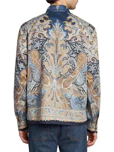 Etro Men's Paisley Button-Up Shirt - Printed Blue Base - Size XXL | Thumbnail 5 Etro Men's Paisley Button-Up Shirt - Printed Blue Base - Size XXL | Thumbnail 5
