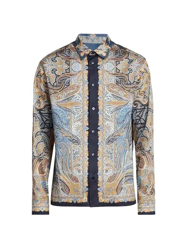 Etro Men's Paisley Button-Up Shirt - Printed Blue Base - Size XXL | Thumbnail 1 Etro Men's Paisley Button-Up Shirt - Printed Blue Base - Size XXL | Thumbnail 1