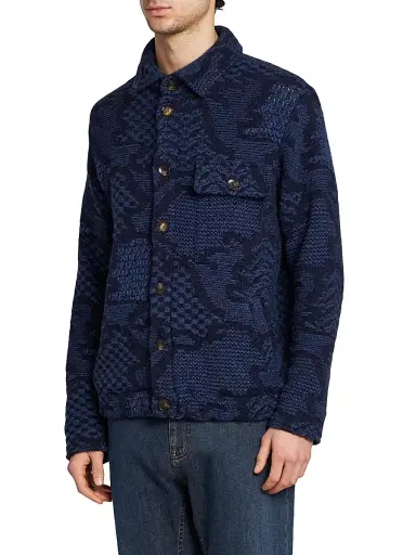 Etro Men's Roma Knitted Overshirt - Blue - Size 48 | Thumbnail 4 Etro Men's Roma Knitted Overshirt - Blue - Size 48 | Thumbnail 4