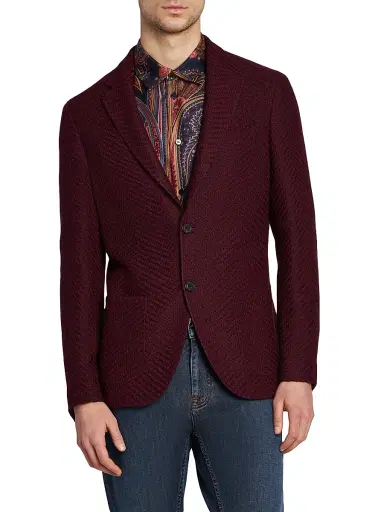 Etro Men's Roma Knitted Sport Coat - Bordeaux | Thumbnail 3 Etro Men's Roma Knitted Sport Coat - Bordeaux | Thumbnail 3