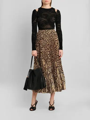 Etro Women's Pleated Leopard-Printed A-Line Midi Skirt | Thumbnail 2 Etro Women's Pleated Leopard-Printed A-Line Midi Skirt | Thumbnail 2