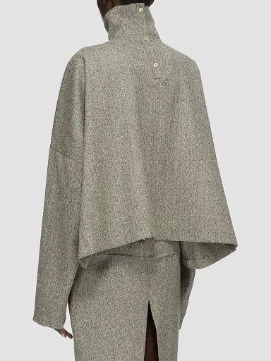 Rick Owens Women's Wool Oversized Funnel-Neck T-Shirt | Thumbnail 2 Rick Owens Women's Wool Oversized Funnel-Neck T-Shirt | Thumbnail 2