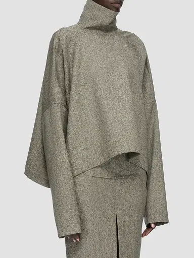 Rick Owens Women's Wool Oversized Funnel-Neck T-Shirt | Thumbnail 3 Rick Owens Women's Wool Oversized Funnel-Neck T-Shirt | Thumbnail 3