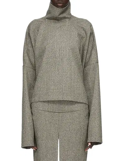 Rick Owens Women's Wool Oversized Funnel-Neck T-Shirt | Thumbnail 1 Rick Owens Women's Wool Oversized Funnel-Neck T-Shirt | Thumbnail 1