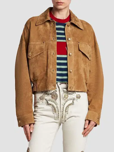 Versace Women's La Vacanza Suede Blouson Jacket | Thumbnail 3
