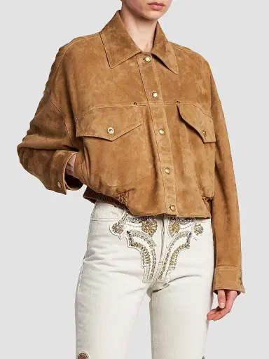 Versace Women's La Vacanza Suede Blouson Jacket | Thumbnail 4