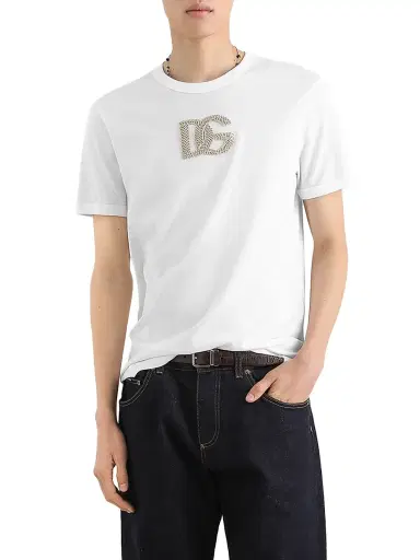 Dolce & Gabbana Men's Logo-Appliqué Cotton T-Shirt | Thumbnail 3