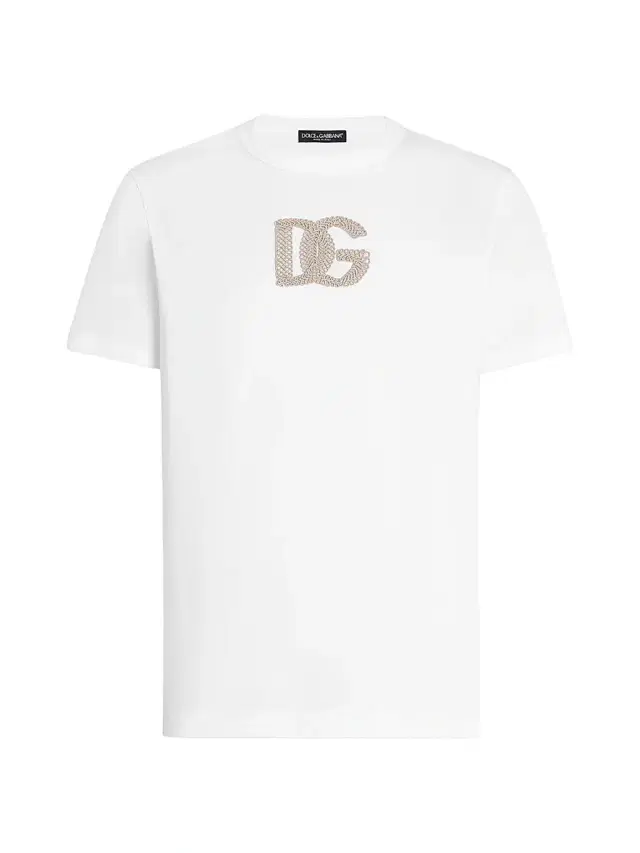 Dolce & Gabbana Men's Logo-Appliqué Cotton T-Shirt - Bianco Ottico