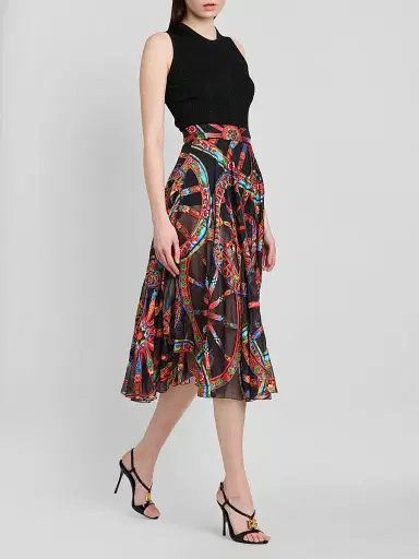 Dolce & Gabbana Women's Geometric Silk-Blend Pleated Midi-Skirt | Thumbnail 2 Dolce & Gabbana Women's Geometric Silk-Blend Pleated Midi-Skirt | Thumbnail 2