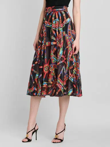 Dolce & Gabbana Women's Geometric Silk-Blend Pleated Midi-Skirt | Thumbnail 4 Dolce & Gabbana Women's Geometric Silk-Blend Pleated Midi-Skirt | Thumbnail 4