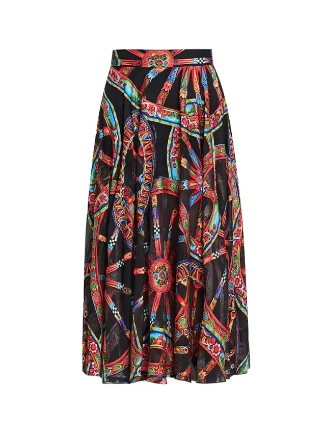 Dolce & Gabbana Women's Geometric Silk-Blend Pleated Midi-Skirt - Ruote Carretto