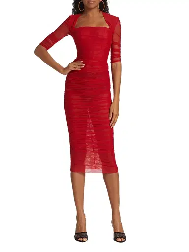 Dolce & Gabbana Women's Ruched Tulle Midi-Dress | Thumbnail 2