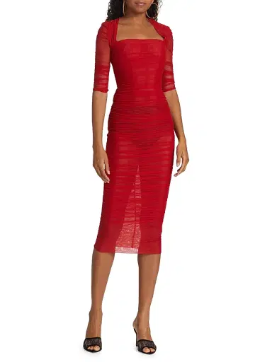 Dolce & Gabbana Women's Ruched Tulle Midi-Dress | Thumbnail 3