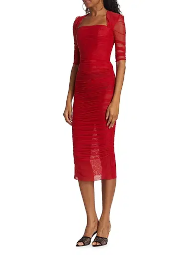 Dolce & Gabbana Women's Ruched Tulle Midi-Dress | Thumbnail 4