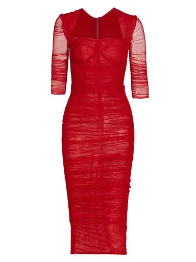 Dolce & Gabbana Women's Ruched Tulle Midi-Dress | Thumbnail 1