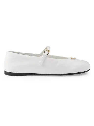 Prada Women's Patent Leather Ballerinas - White | Thumbnail 1 Prada Women's Patent Leather Ballerinas - White | Thumbnail 1