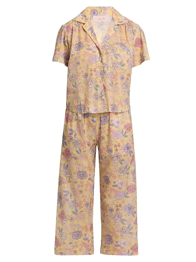 Papinelle Women's Karolina Floral Crop Pajamas - Golden Haze
