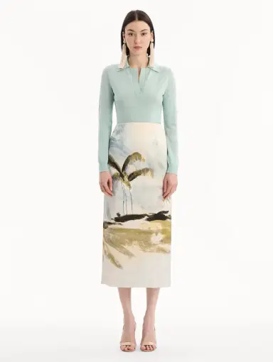 Oscar de la Renta Dominican Landscape Pencil Skirt | Thumbnail 2