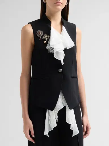 Cinq à Sept Women's Maren Ruffle-Front Vest | Thumbnail 4
