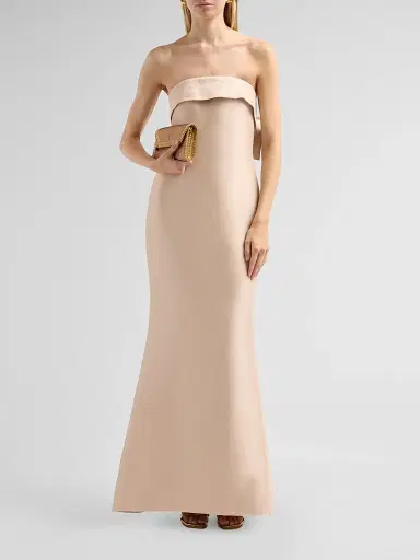 BADGLEY MISCHKA Women's Bow-Back Strapless Stretch-Mikado Gown - Gold - Size 16 | Thumbnail 2 BADGLEY MISCHKA Women's Bow-Back Strapless Stretch-Mikado Gown - Gold - Size 16 | Thumbnail 2