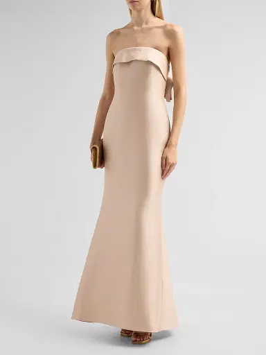 BADGLEY MISCHKA Women's Bow-Back Strapless Stretch-Mikado Gown - Gold - Size 16 | Thumbnail 4 BADGLEY MISCHKA Women's Bow-Back Strapless Stretch-Mikado Gown - Gold - Size 16 | Thumbnail 4