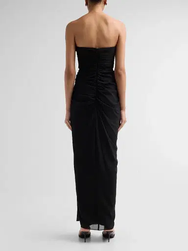 BADGLEY MISCHKA Women's Pleated Ruffle Chiffon Column Gown | Thumbnail 3 BADGLEY MISCHKA Women's Pleated Ruffle Chiffon Column Gown | Thumbnail 3