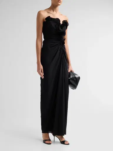 BADGLEY MISCHKA Women's Pleated Ruffle Chiffon Column Gown | Thumbnail 4 BADGLEY MISCHKA Women's Pleated Ruffle Chiffon Column Gown | Thumbnail 4