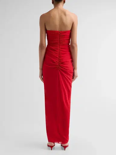 BADGLEY MISCHKA Women's Pleated Ruffle Chiffon Column Gown - Red - Size 14 | Thumbnail 3 BADGLEY MISCHKA Women's Pleated Ruffle Chiffon Column Gown - Red - Size 14 | Thumbnail 3