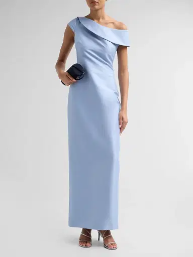 BADGLEY MISCHKA Women's One-Shoulder Mikado Gown - Mist - Size 14 | Thumbnail 2 BADGLEY MISCHKA Women's One-Shoulder Mikado Gown - Mist - Size 14 | Thumbnail 2