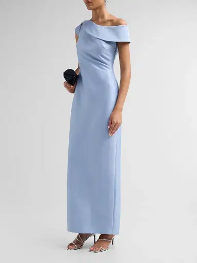 BADGLEY MISCHKA Women's One-Shoulder Mikado Gown - Mist - Size 14 | Thumbnail 4 BADGLEY MISCHKA Women's One-Shoulder Mikado Gown - Mist - Size 14 | Thumbnail 4