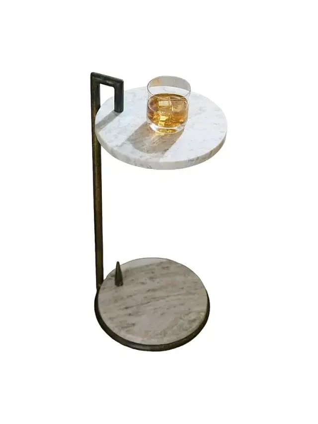 Arteriors Ivetta Marble & Iron Drink Table - Grey