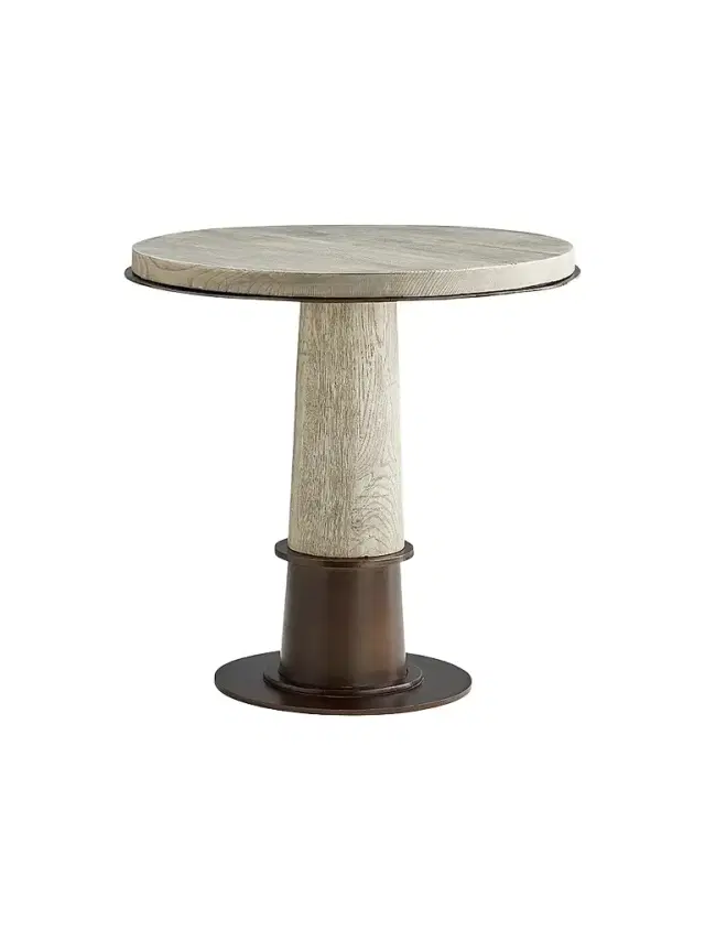 Arteriors Kamile Oak Wood & Iron Industrial Side Table - Gray