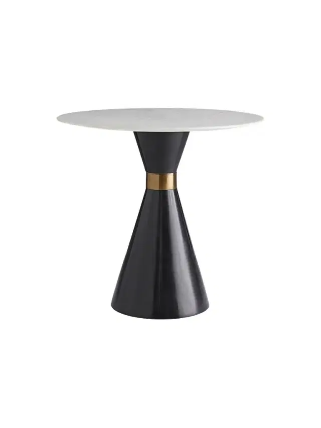 Arteriors Denali Marble & Hourglass Bronze Accent Table - Black