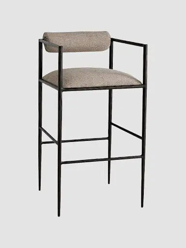 Arteriors Barbana Linen-Blend Bar Stool - Grey | Thumbnail 2 Arteriors Barbana Linen-Blend Bar Stool - Grey | Thumbnail 2