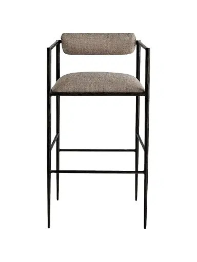 Arteriors Barbana Linen-Blend Bar Stool - Grey | Thumbnail 1 Arteriors Barbana Linen-Blend Bar Stool - Grey | Thumbnail 1