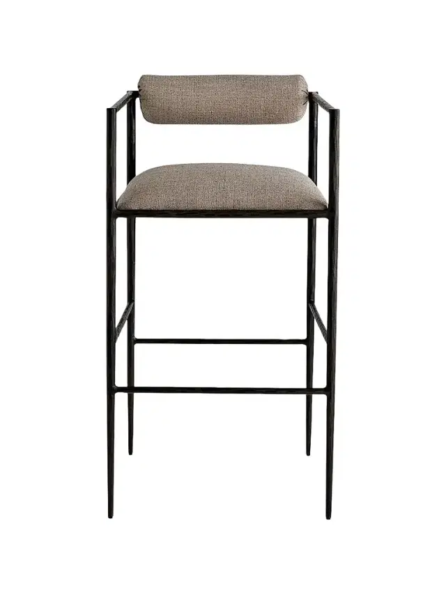 Arteriors Barbana Linen-Blend Bar Stool - Grey
