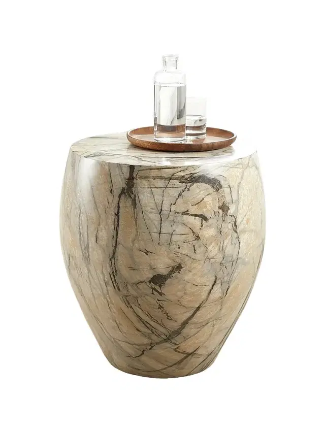 Arteriors Kenmore Marble Side Table - Beige
