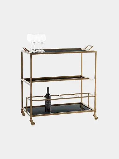 Arteriors Jak Iron & Glass Tiered Bar Cart | Thumbnail 2 Arteriors Jak Iron & Glass Tiered Bar Cart | Thumbnail 2