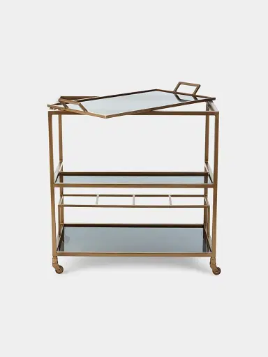 Arteriors Jak Iron & Glass Tiered Bar Cart | Thumbnail 3 Arteriors Jak Iron & Glass Tiered Bar Cart | Thumbnail 3