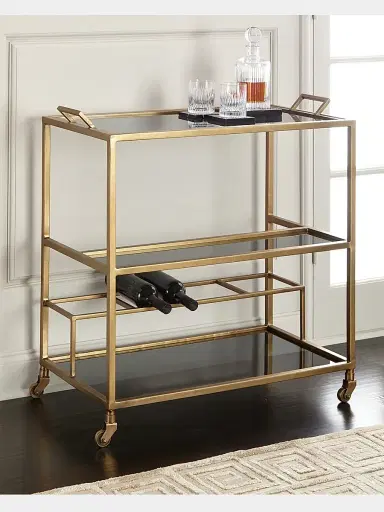 Arteriors Jak Iron & Glass Tiered Bar Cart | Thumbnail 5 Arteriors Jak Iron & Glass Tiered Bar Cart | Thumbnail 5