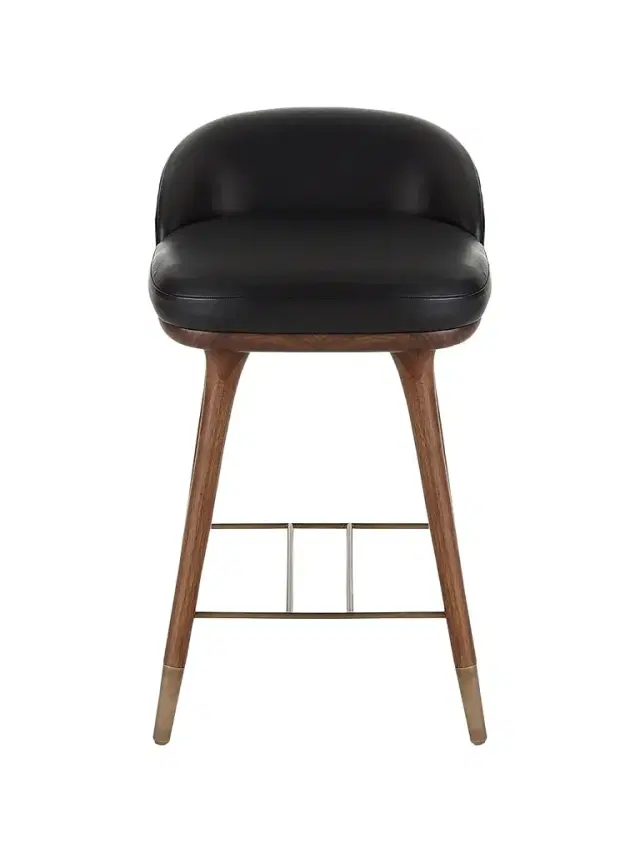 Arteriors Walsh Leather & Wood Counter Stool - Black