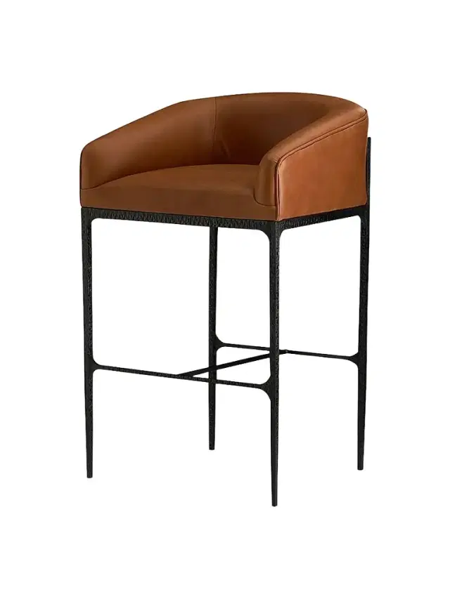 Arteriors Osbourne Leather Bar Stool - Brown