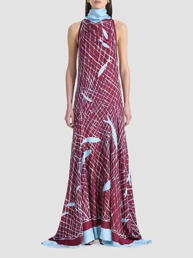 Altuzarra Women's Moonlight Printed Silk Maxi Dress - Grenache Fishnet - Size 12 | Thumbnail 2