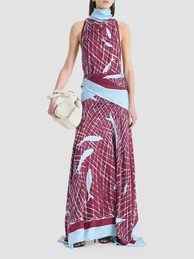 Altuzarra Women's Moonlight Printed Silk Maxi Dress - Grenache Fishnet - Size 12 | Thumbnail 4