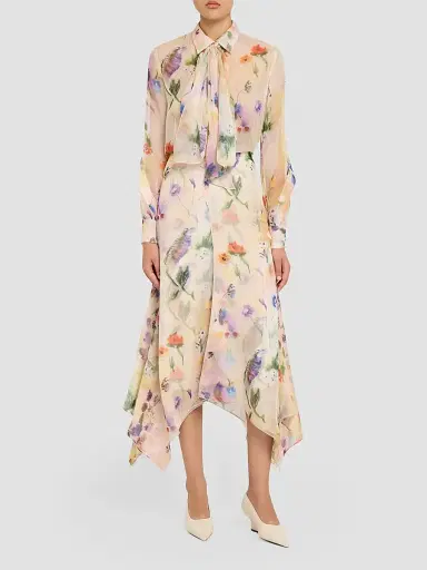 Prabal Gurung Women's Floral Handkerchief Midi Skirt - Off White Multi | Thumbnail 2